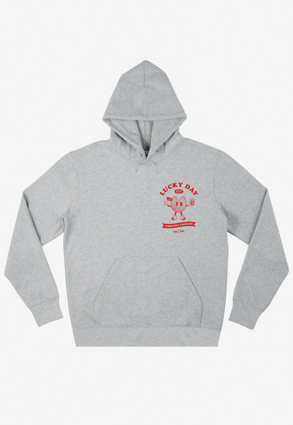 small front fortune cookie character printed grey hoodie