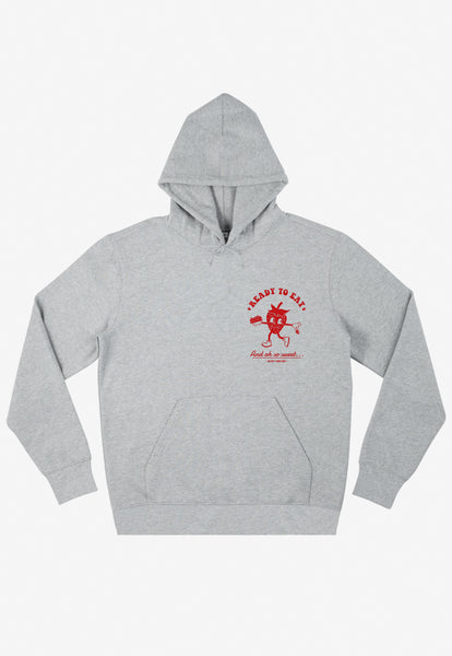 small front print strawberry logo hoodie in grey