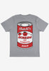 Large back can of tomato soup graphic print tshirt in grey