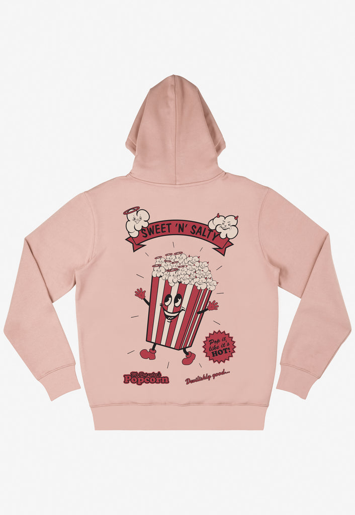 large back vintage style popcorn slogan printed hoodie
