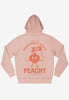 large vintage style fruit graphic back printed hoodie in dusty peach