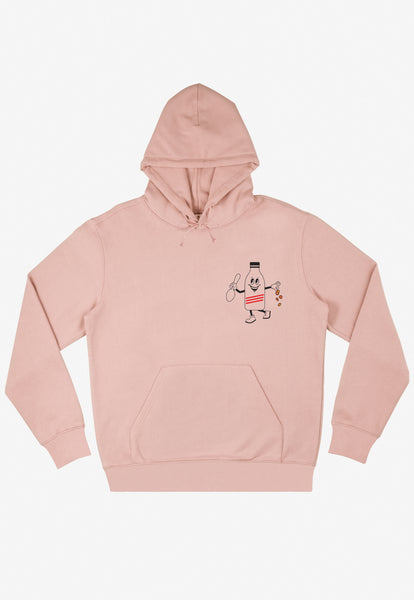 Front logo printed unisex hoodie in peach