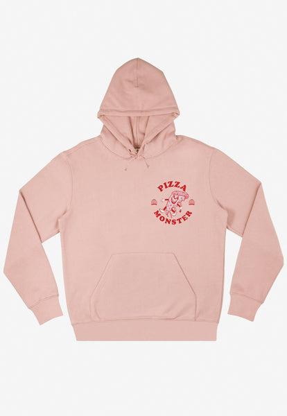 pizza logo front left chest print hoodie in peach