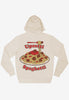 Large back spaghetti junk food slogan vanilla hoodie 