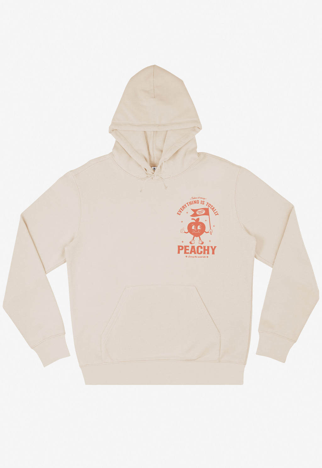 small front peach character fruit logo hoodie