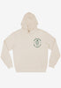 relaxed cream coloured hoodie with bunch of grapes logo and fun slogan