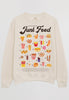 Flatlay of Junk food illustrated Guide sweatshirt
