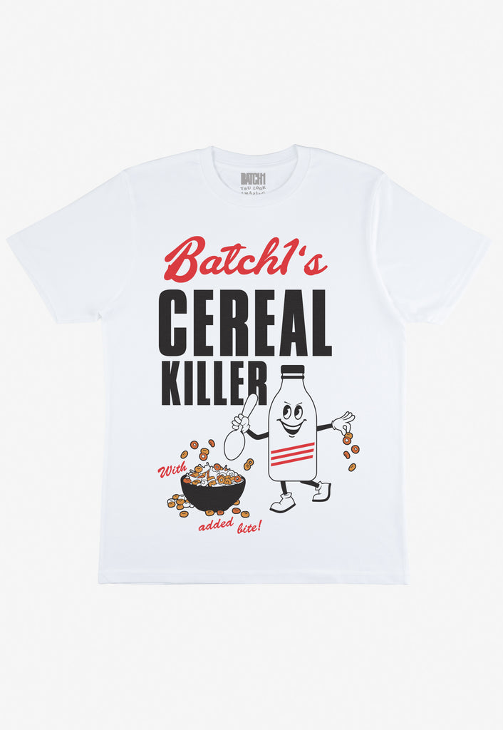 White t-shirt with Cereal Killer slogan 