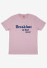 Flatlay of Breakfast In Bed slogan t-shirt for women in dusty purple