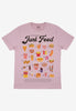 Flatlay of junk food guide slogan tshirt