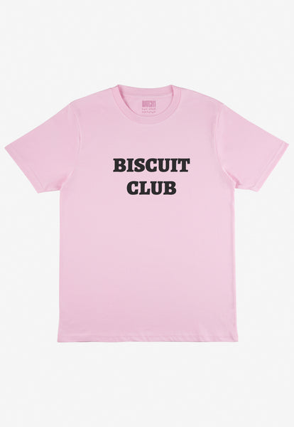 Flatlay of Biscuit club slogan tshirt
