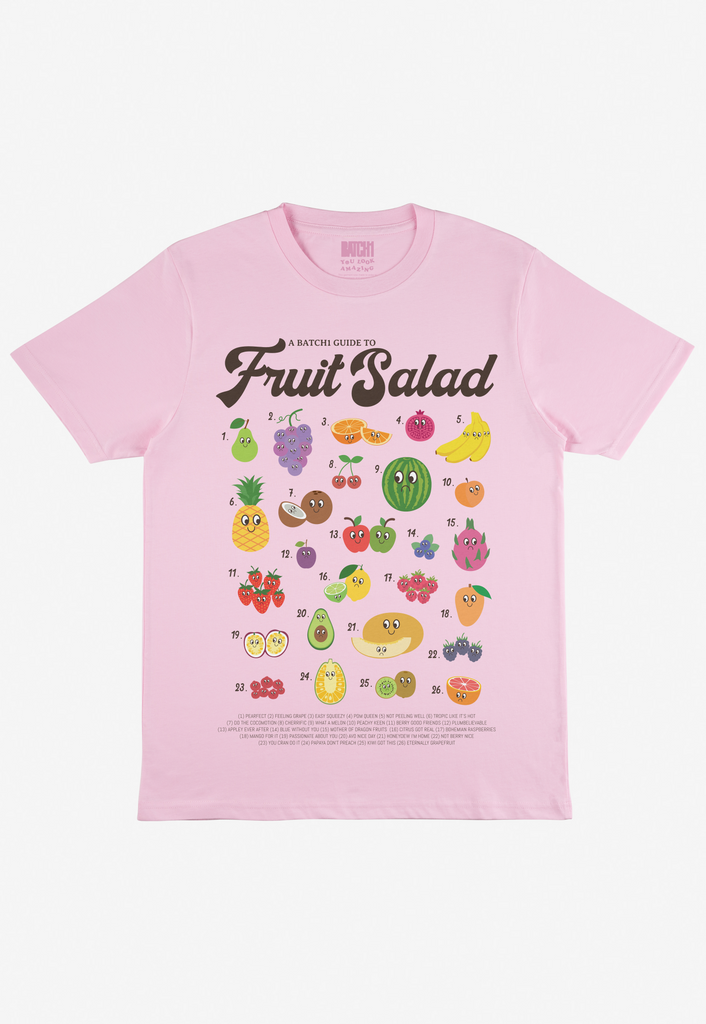 Flatlay of "Fruit salad" graphic t-shirt