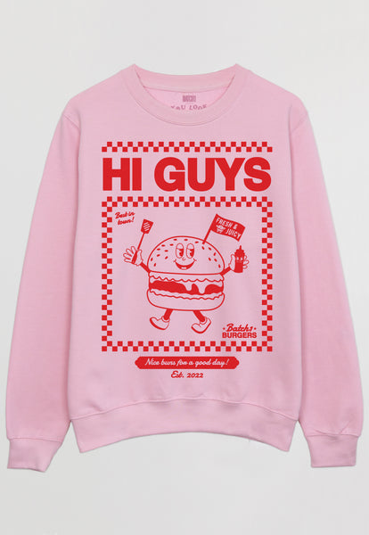 Flatlay of Hi Guys slogan sweatshirt 