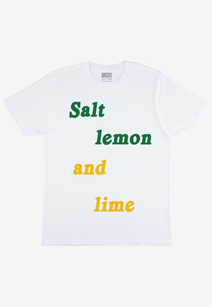 Flatlay of Salt Lemon and Lime typography T-Shirt 