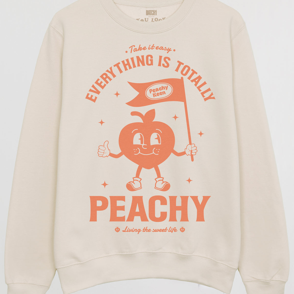 Everything Is Peachy Graphic Sweatshirt In Vanilla – Batch1