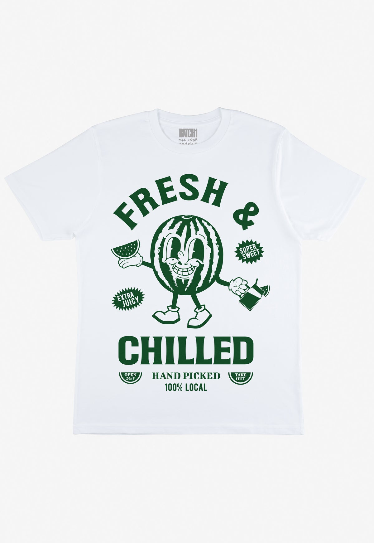 Fresh and Chilled Watermelon Graphic T-Shirt In White