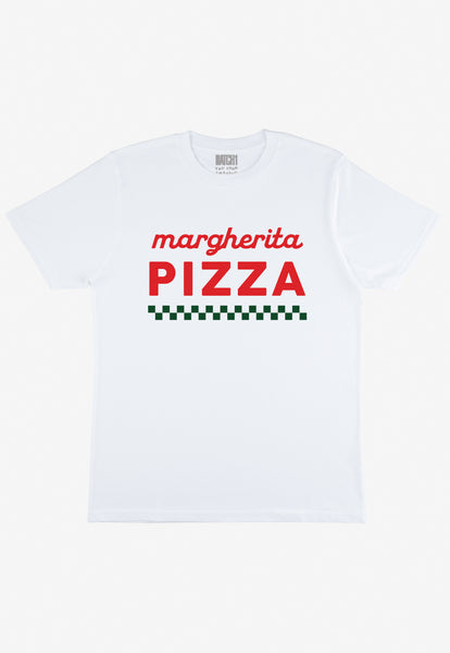 Flatlay of Margherita Pizza logo tshirt