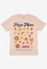 Flatlay of dusty peach chinese takeaway graphic tshirt
