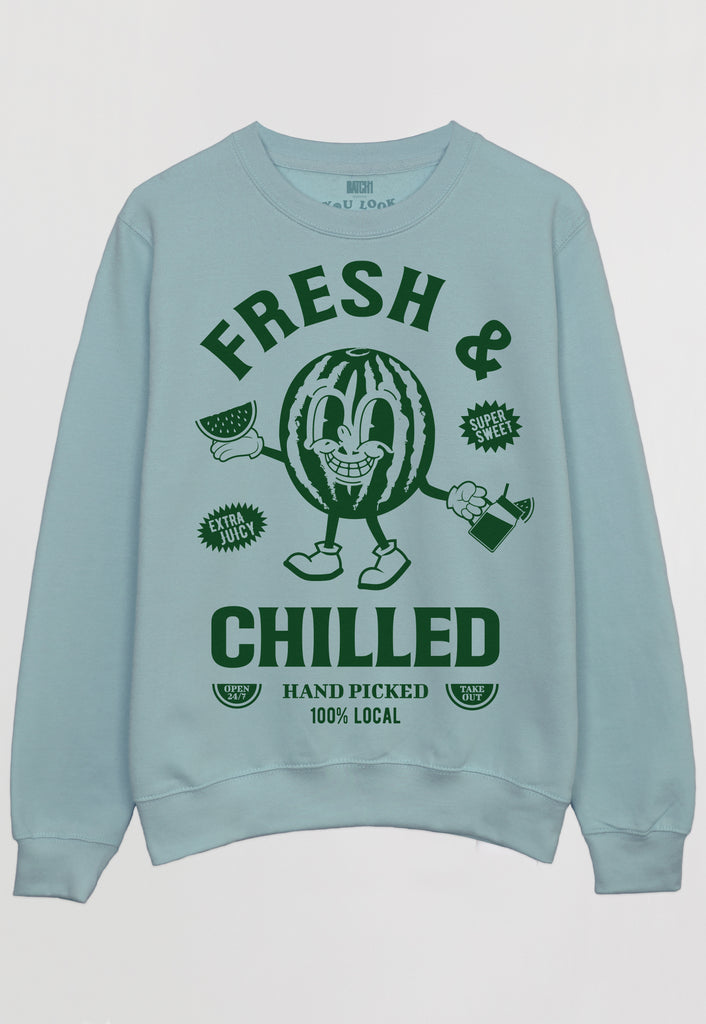fruit graphic printed green sweatshirt for summer