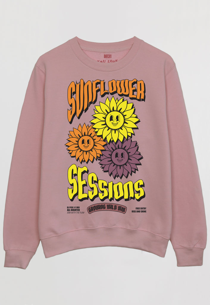 Flatlay of Sunflower sessions slogan sweatshirt 