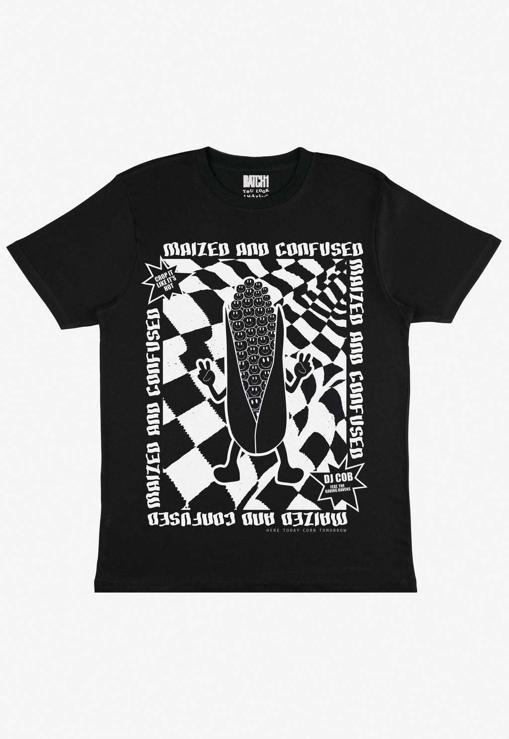 Flatlay of Maized and confused slogan tshirt