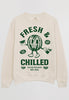 Flatlay of vanilla sweatshirt with fresh and chilled watermelon slogan