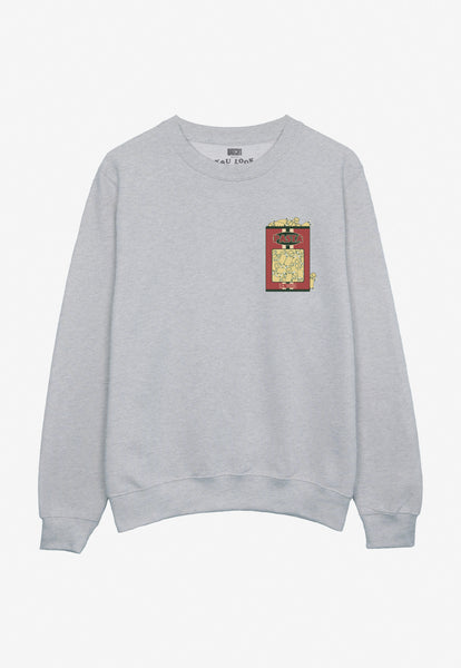 Small left chest pasta graphic logo sweatshirt in grey