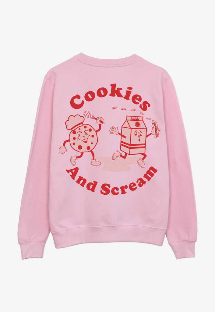 Large vintage style food graphic print sweatshirt in pink