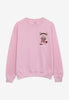 retro popcorn character front print sweatshirt in pink