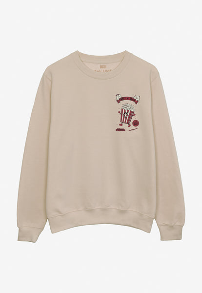 Vintage style popcorn front logo sweatshirt in nude