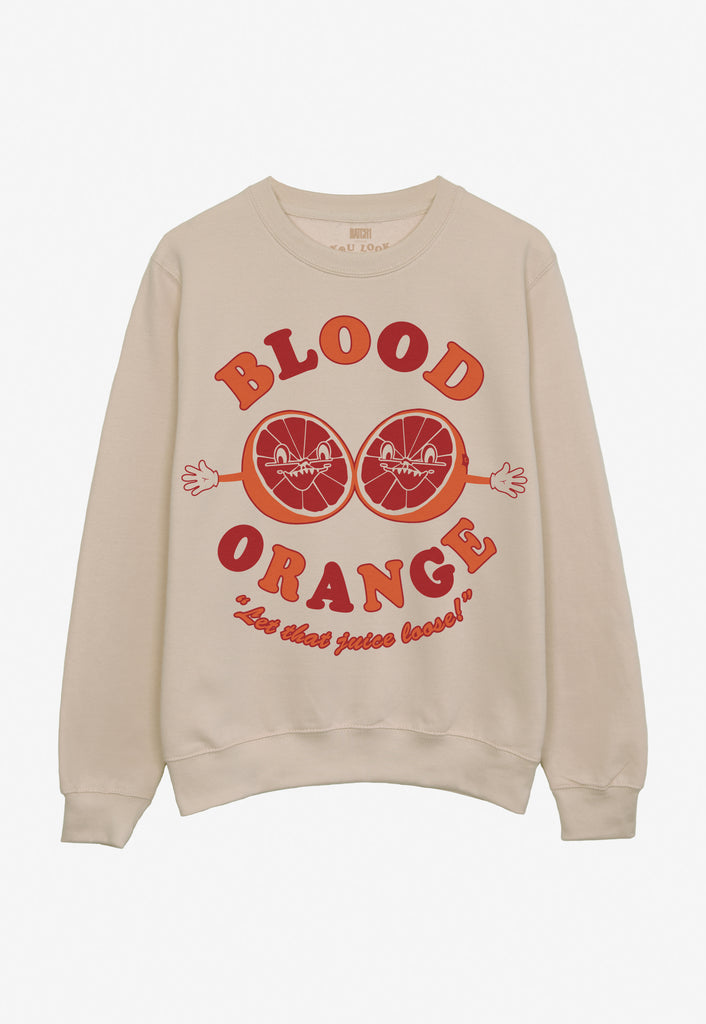 Nude sweatshirt with blood orange graphic print