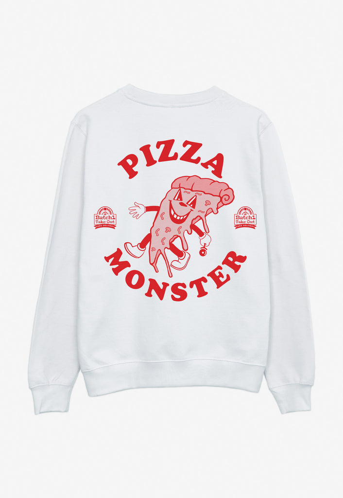 vintage style pizza monster sweatshirt large back print