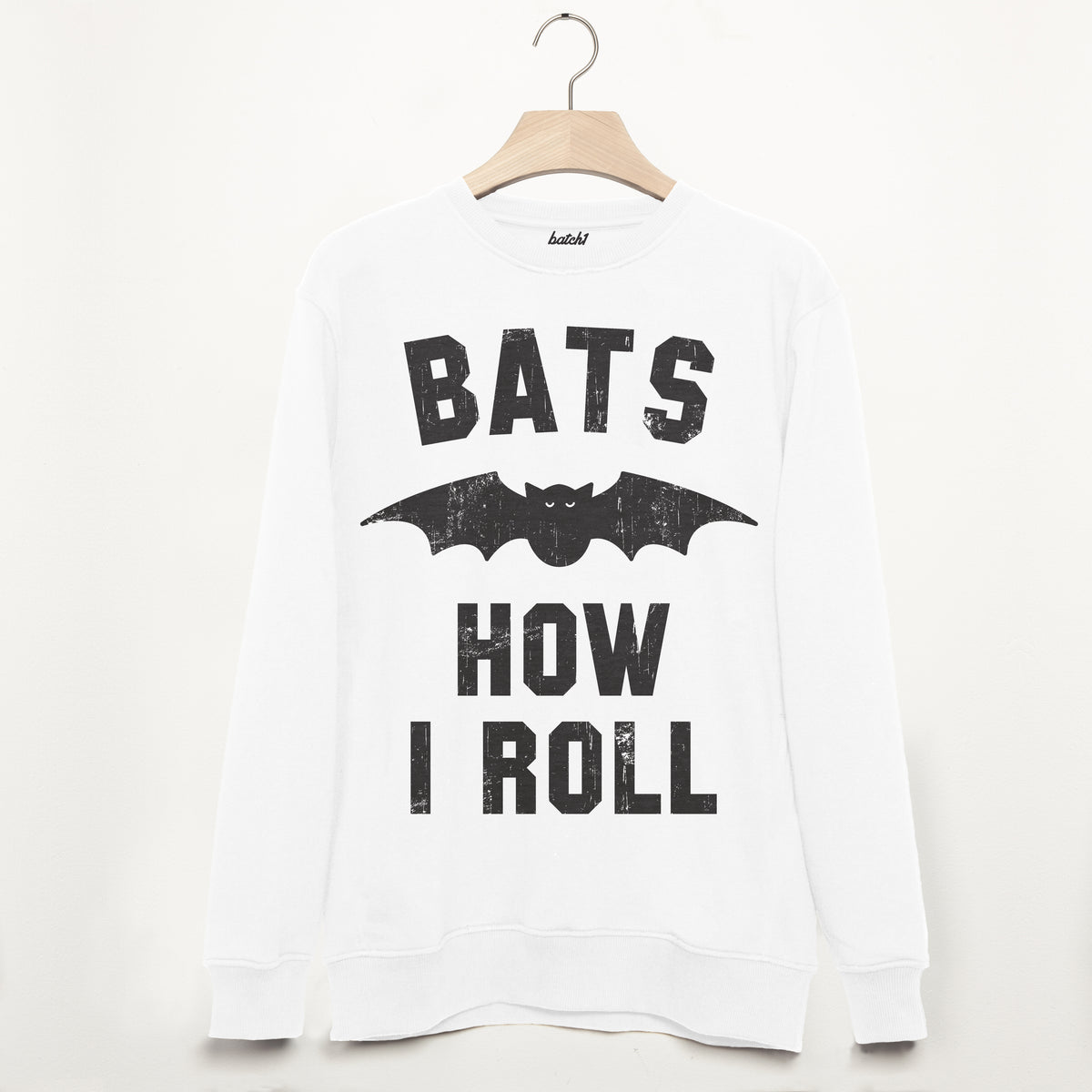 Bats How I Roll Men's Halloween Slogan Sweatshirt – Batch1