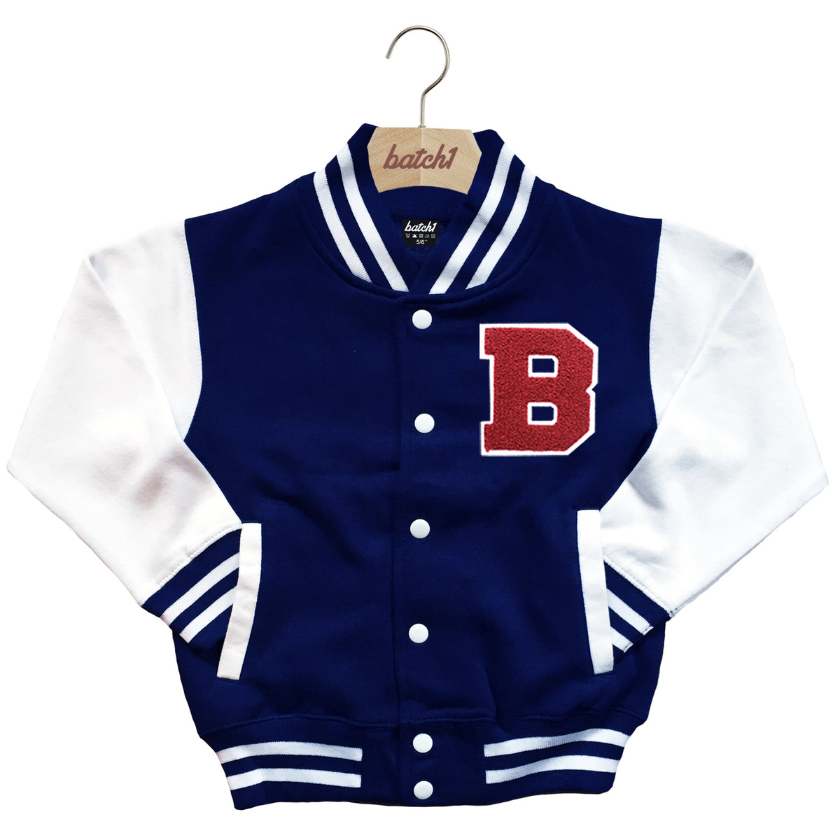 BATCH1 KIDS VARSITY BASEBALL JACKET PERSONALISED WITH GENUINE US 