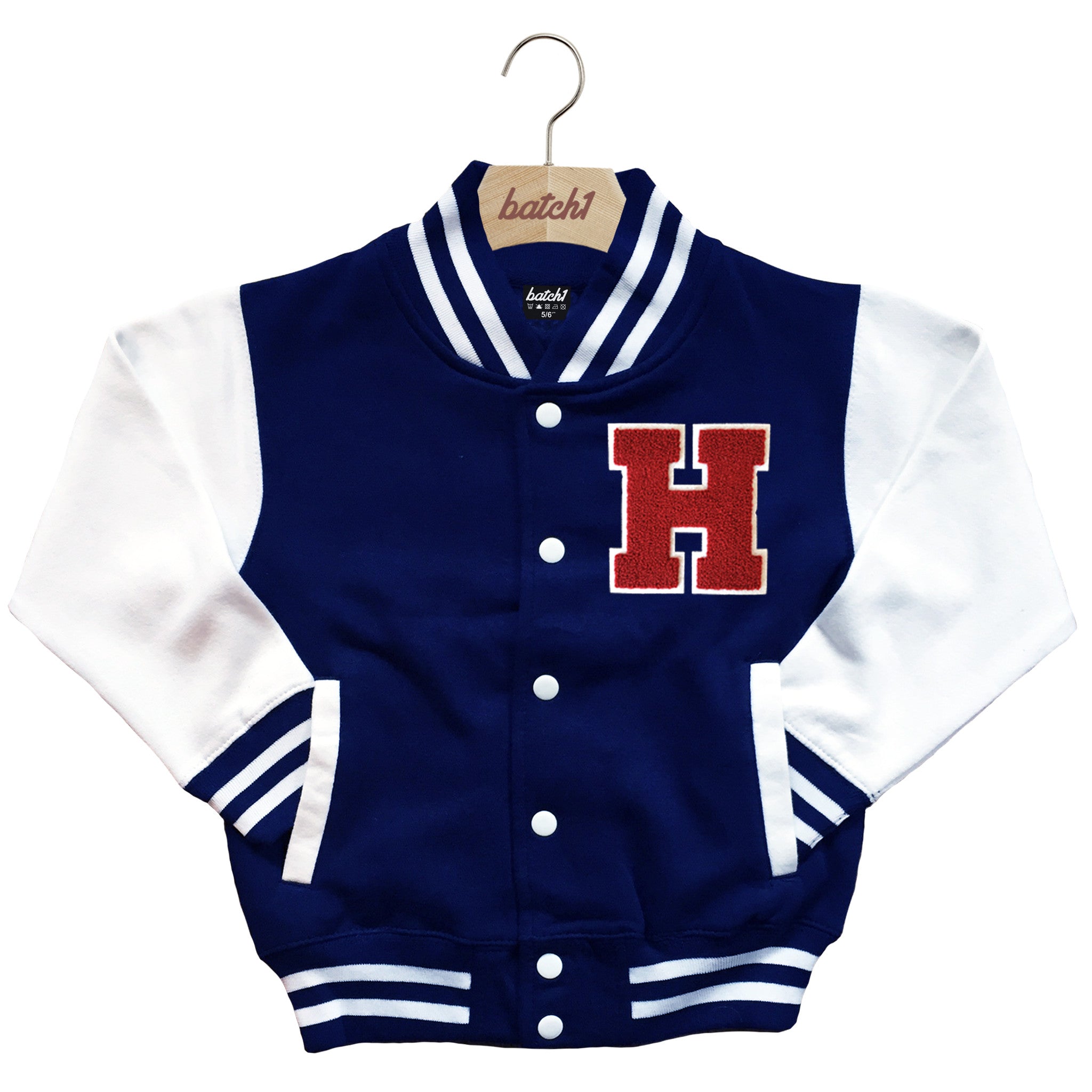 BATCH1 KIDS VARSITY BASEBALL JACKET PERSONALISED WITH GENUINE US